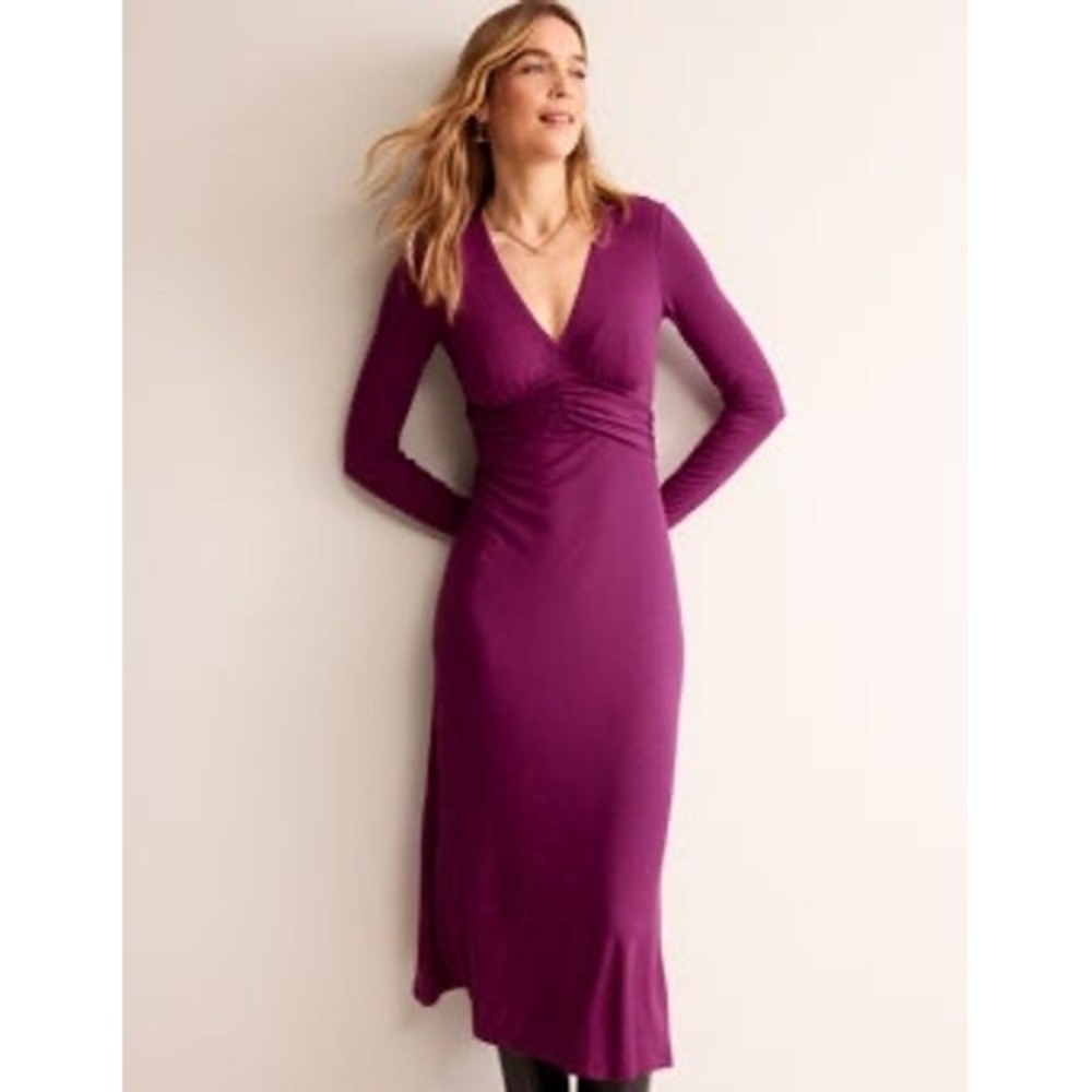 Boden Purple Magenta Elodie Minimalist Empire Chic Glam Career Work Midi Dress 8
